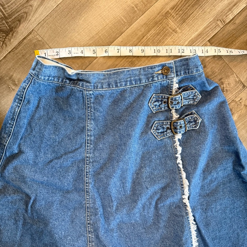 Vintage Lizwear wrap denim jean skirt size 14 - Picture 2 of 8
